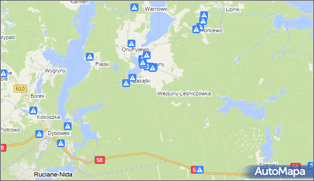 mapa Wejsuny-Leśniczówka, Wejsuny-Leśniczówka na mapie Targeo