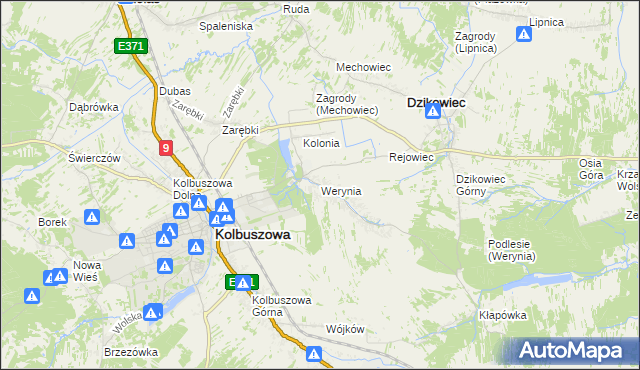 mapa Werynia, Werynia na mapie Targeo