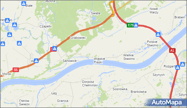mapa Wiąskie Piaski, Wiąskie Piaski na mapie Targeo