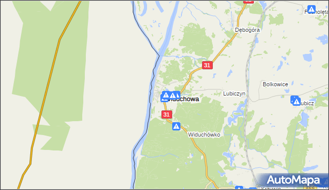 mapa Widuchowa powiat gryfiński, Widuchowa powiat gryfiński na mapie Targeo