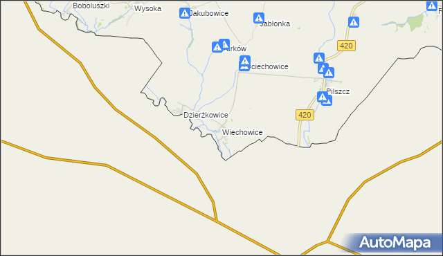 mapa Wiechowice, Wiechowice na mapie Targeo