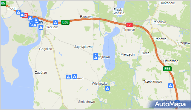 mapa Wiejkowo, Wiejkowo na mapie Targeo