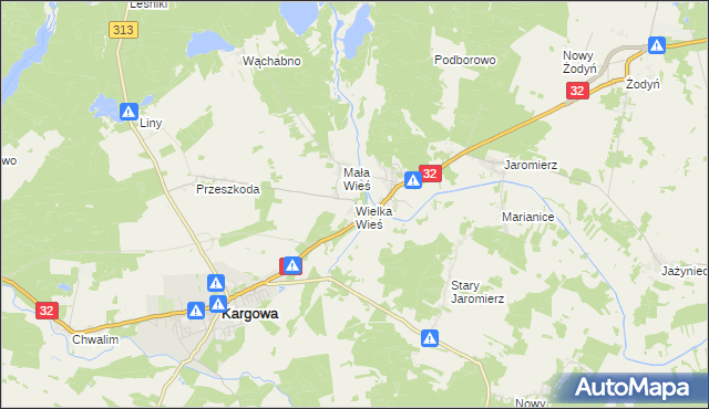 mapa Wielka Wieś gmina Siedlec, Wielka Wieś gmina Siedlec na mapie Targeo