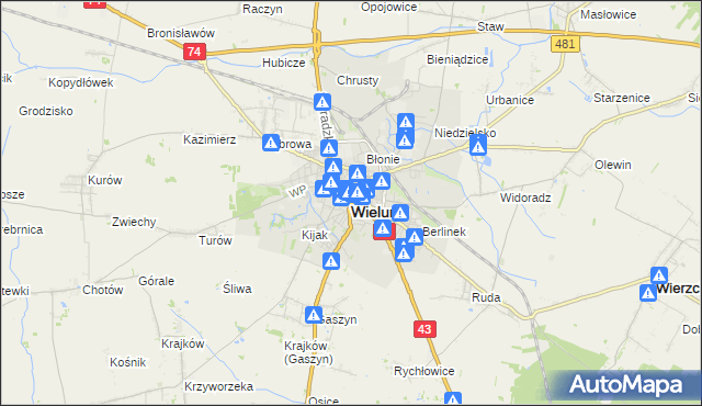 mapa Wieluń, Wieluń na mapie Targeo