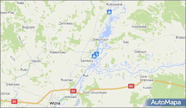 mapa Wierciszewo gmina Wizna, Wierciszewo gmina Wizna na mapie Targeo