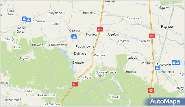 mapa Wierzbie gmina Praszka, Wierzbie gmina Praszka na mapie Targeo