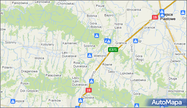 mapa Wietrzno gmina Dukla, Wietrzno gmina Dukla na mapie Targeo