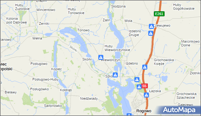 mapa Wiewiórczyn gmina Rogowo, Wiewiórczyn gmina Rogowo na mapie Targeo