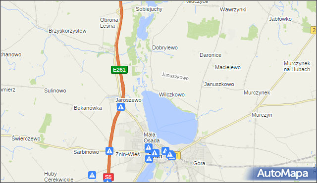 mapa Wilczkowo gmina Żnin, Wilczkowo gmina Żnin na mapie Targeo
