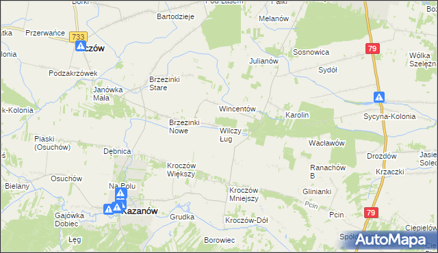 mapa Wilczy Ług, Wilczy Ług na mapie Targeo