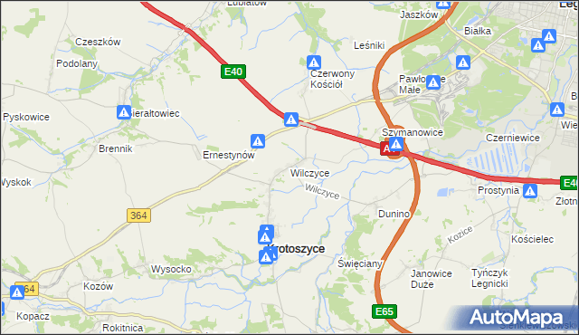 mapa Wilczyce gmina Krotoszyce, Wilczyce gmina Krotoszyce na mapie Targeo