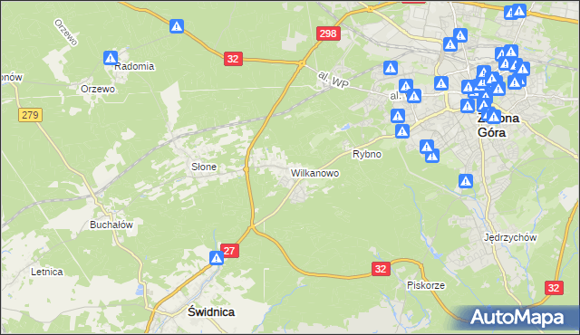 mapa Wilkanowo gmina Świdnica, Wilkanowo gmina Świdnica na mapie Targeo