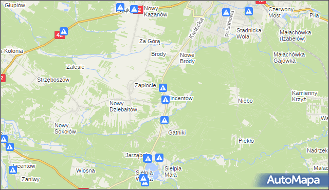 mapa Wincentów gmina Końskie, Wincentów gmina Końskie na mapie Targeo