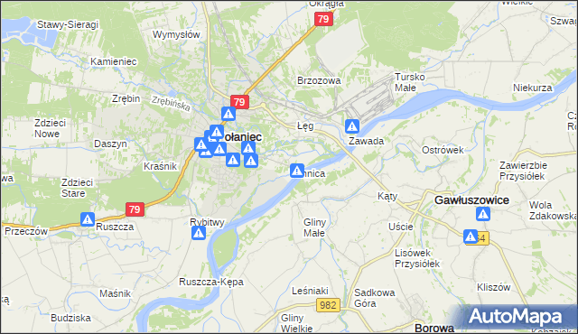 mapa Winnica gmina Połaniec, Winnica gmina Połaniec na mapie Targeo