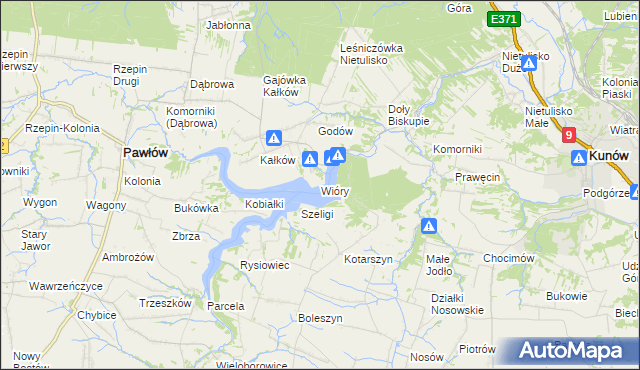 mapa Wióry, Wióry na mapie Targeo