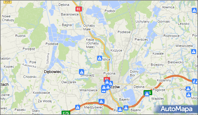 mapa Wiślica gmina Skoczów, Wiślica gmina Skoczów na mapie Targeo