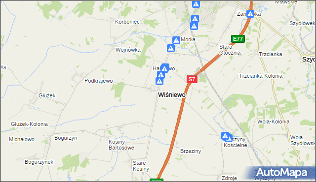 mapa Wiśniewo powiat mławski, Wiśniewo powiat mławski na mapie Targeo