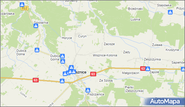 mapa Wisznice-Kolonia, Wisznice-Kolonia na mapie Targeo