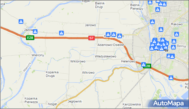 mapa Władysławowo gmina Elbląg, Władysławowo gmina Elbląg na mapie Targeo