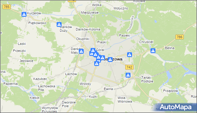 mapa Włoszczowa, Włoszczowa na mapie Targeo