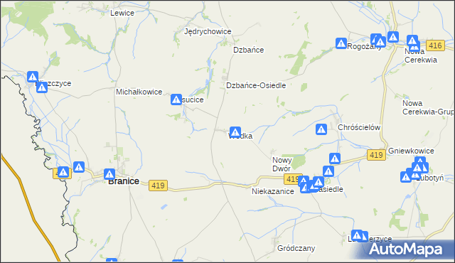 mapa Wódka gmina Branice, Wódka gmina Branice na mapie Targeo