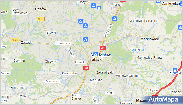 mapa Wodzisławia Śląskiego, Wodzisław Śląski na mapie Targeo