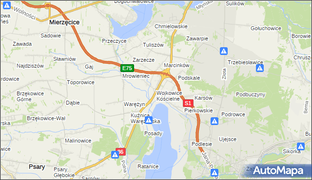 mapa Wojkowice Kościelne, Wojkowice Kościelne na mapie Targeo