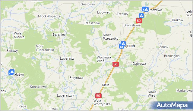 mapa Wojtkowa Wieś, Wojtkowa Wieś na mapie Targeo