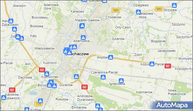 mapa Wojtówka gmina Sochaczew, Wojtówka gmina Sochaczew na mapie Targeo