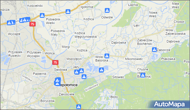 mapa Wola Batorska, Wola Batorska na mapie Targeo