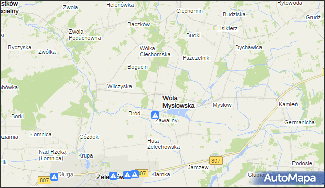 mapa Wola Mysłowska, Wola Mysłowska na mapie Targeo