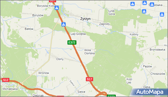 mapa Wola Osińska, Wola Osińska na mapie Targeo