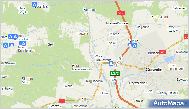 mapa Wola Rębkowska, Wola Rębkowska na mapie Targeo