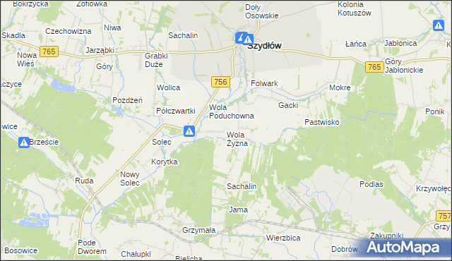 mapa Wola Żyzna, Wola Żyzna na mapie Targeo