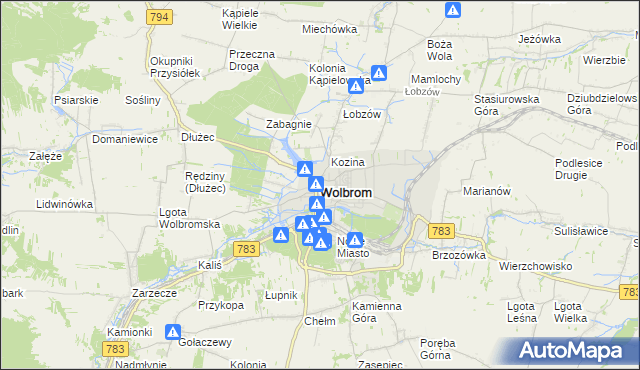mapa Wolbrom, Wolbrom na mapie Targeo