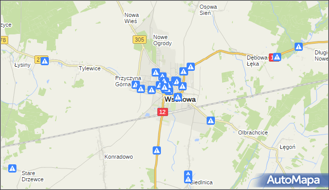 mapa Wschowa, Wschowa na mapie Targeo