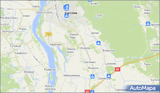 mapa Wygoda gmina Karczew, Wygoda gmina Karczew na mapie Targeo