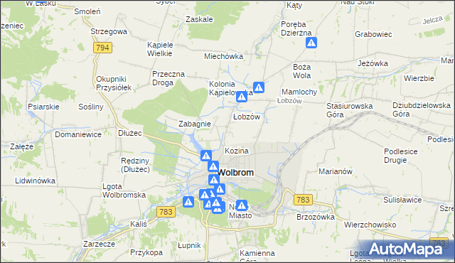 mapa Wymysłów gmina Wolbrom, Wymysłów gmina Wolbrom na mapie Targeo