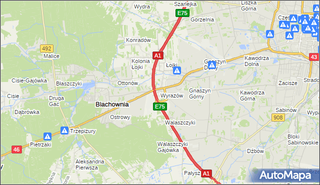 mapa Wyrazów, Wyrazów na mapie Targeo