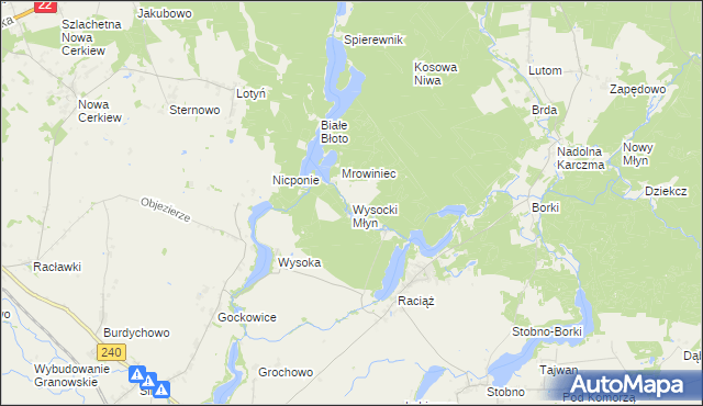 mapa Wysocki Młyn, Wysocki Młyn na mapie Targeo