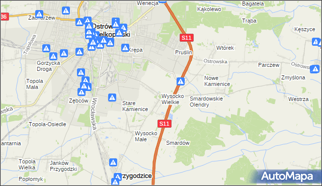 mapa Wysocko Wielkie, Wysocko Wielkie na mapie Targeo