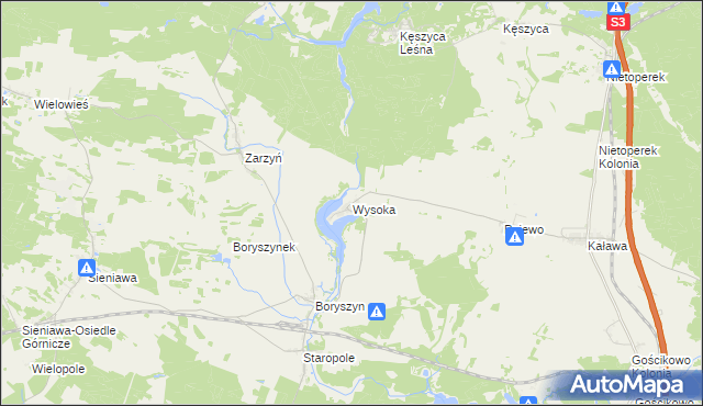 mapa Wysoka gmina Międzyrzecz, Wysoka gmina Międzyrzecz na mapie Targeo