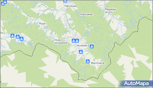 mapa Wysowa-Zdrój, Wysowa-Zdrój na mapie Targeo