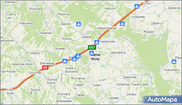 mapa Żabia Wola powiat grodziski, Żabia Wola powiat grodziski na mapie Targeo