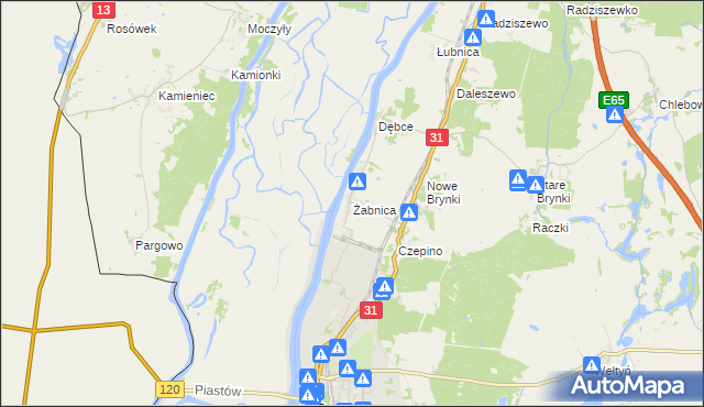 mapa Żabnica gmina Gryfino, Żabnica gmina Gryfino na mapie Targeo