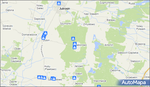 mapa Zaborowo gmina Jutrosin, Zaborowo gmina Jutrosin na mapie Targeo