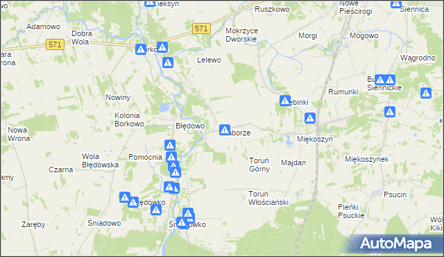 mapa Zaborze gmina Nasielsk, Zaborze gmina Nasielsk na mapie Targeo