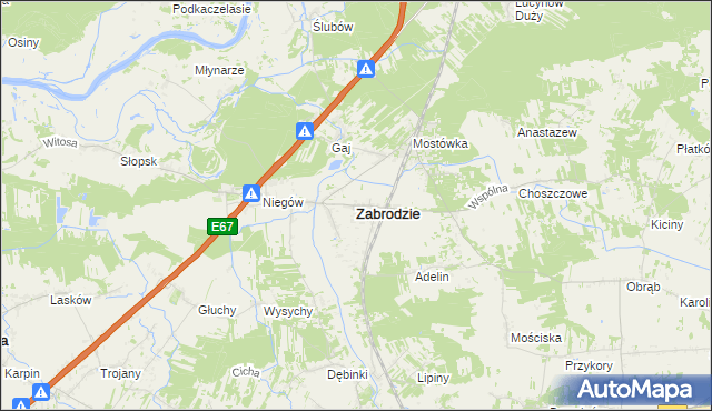 mapa Zabrodzie powiat wyszkowski, Zabrodzie powiat wyszkowski na mapie Targeo