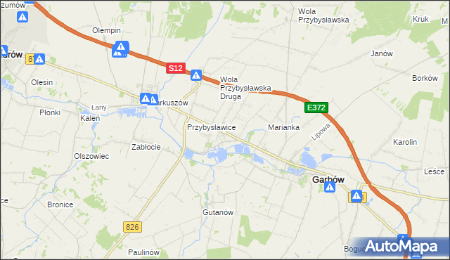 mapa Zagrody gmina Garbów, Zagrody gmina Garbów na mapie Targeo