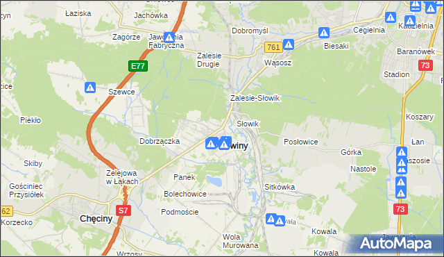 mapa Zagrody gmina Sitkówka-Nowiny, Zagrody gmina Sitkówka-Nowiny na mapie Targeo